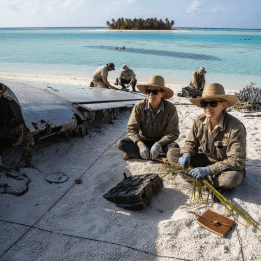 Map illustrating the proposed flight path and potential crash site near Nikumaroro Island.