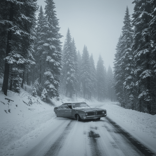A dimly lit, atmospheric forest scene with a mysterious, fog-laden path, evoking the unknown and the haunting nature of the Yuba County Five disappearance.