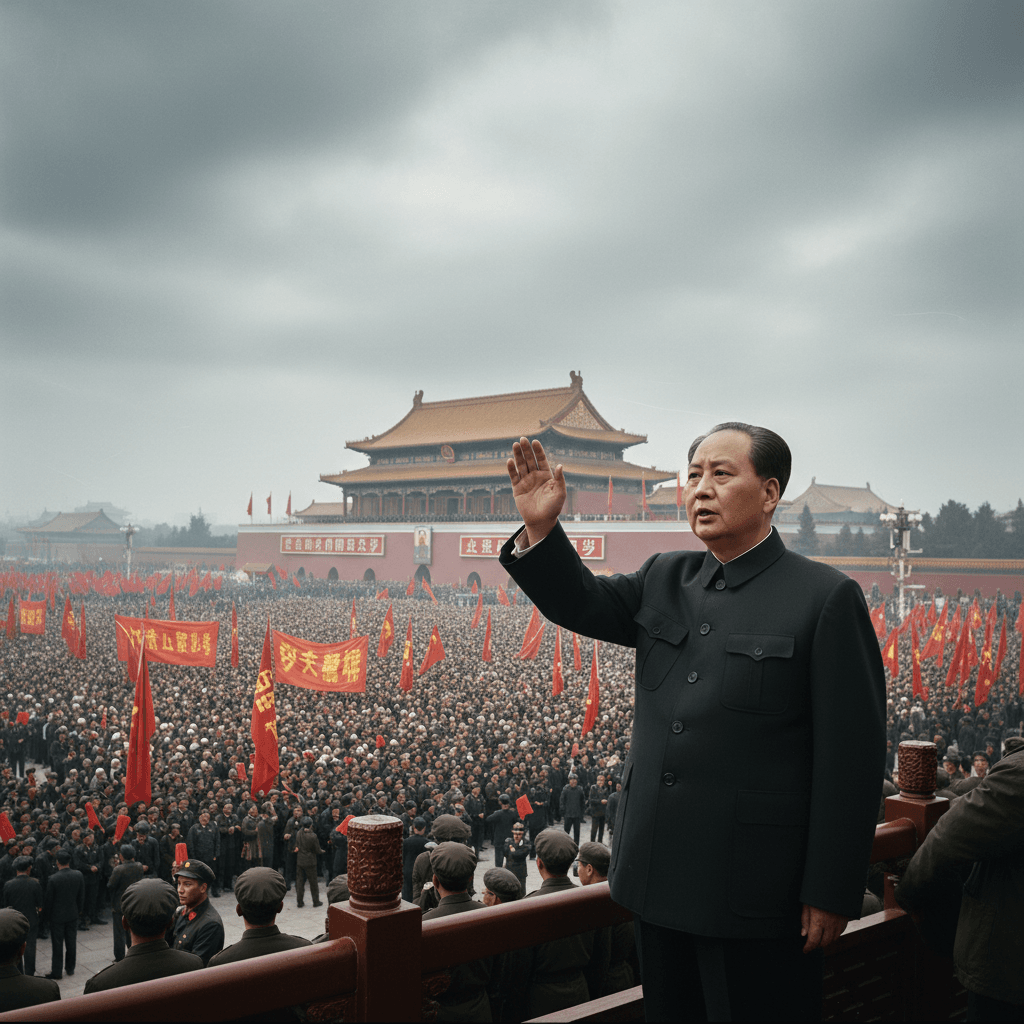 Mao Zedong declaring the founding of the PRC