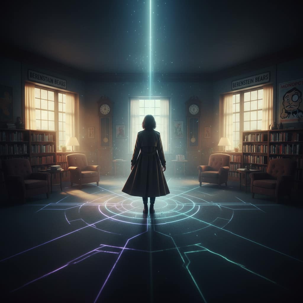 An abstract, ethereal image depicting concepts of quantum mechanics with swirling light, particles, and branching timelines, representing parallel universes and the mystery of the Mandela Effect.