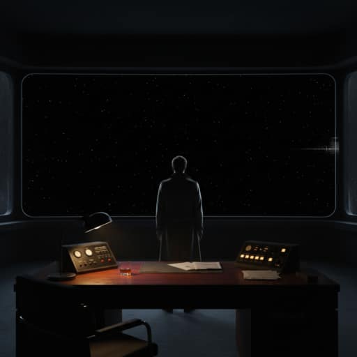 A conceptual illustration of a dark, dense alien forest at night, where glowing eyes of unseen predators peer from the shadows, symbolizing the hidden dangers of the cosmos.