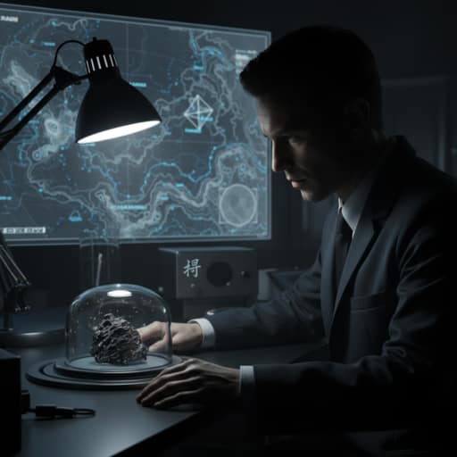 Cinematic illustration of China's Chang'e-6 lander operating on the rugged terrain of the Moon's far side, collecting the first-ever samples from the South Pole-Aitken Basin under a vast cosmic backdrop